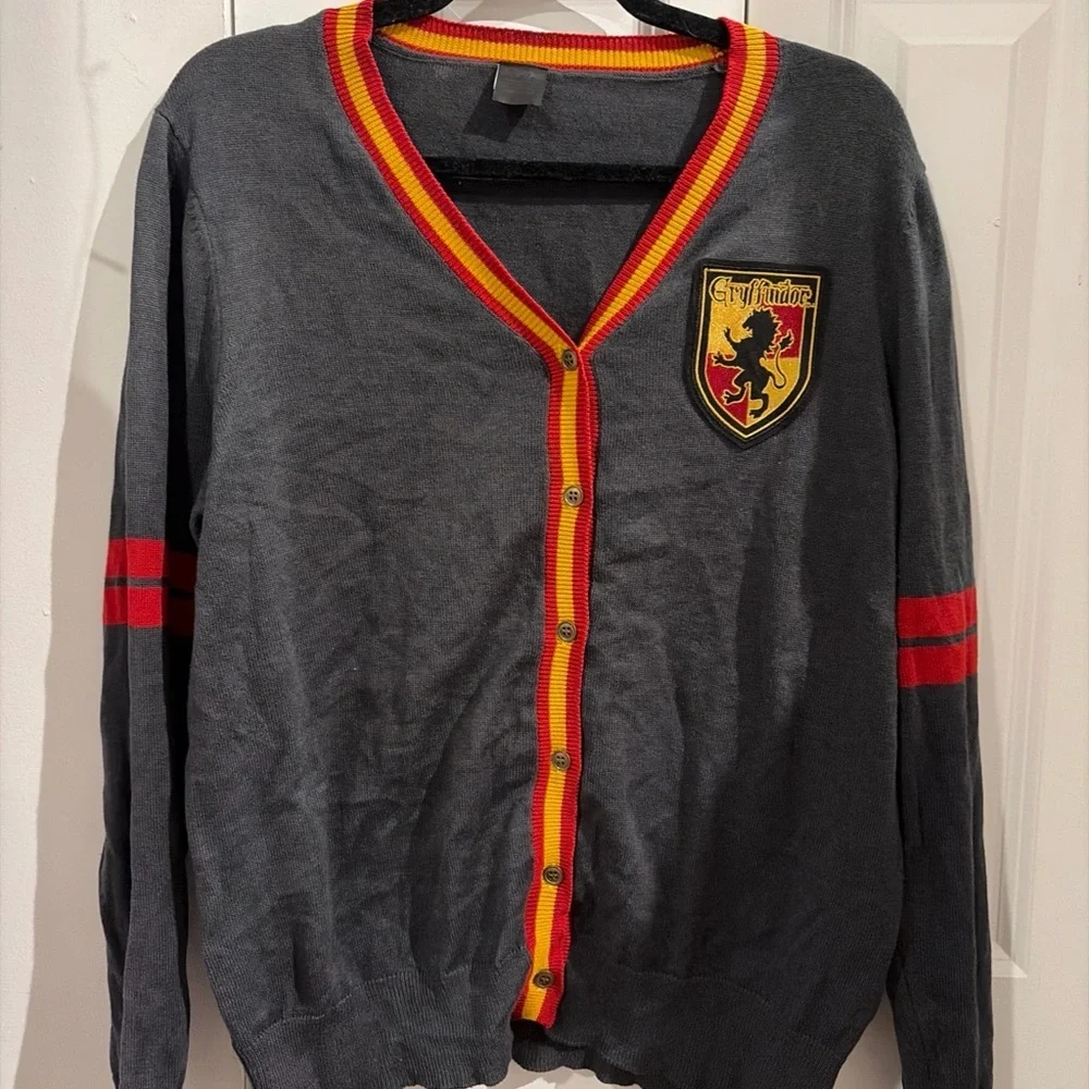 Gryffindor Harry Potter Charcoal Cardigan with Red and Gold Trim